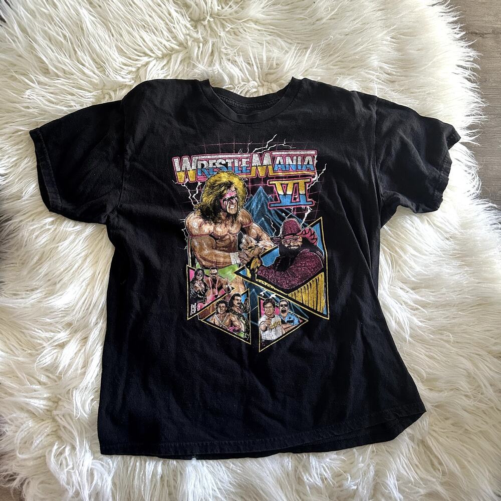 WWE WrestleMania VI Ultimate Warrior Macho Man Retro Mens T-Shirt Size Large